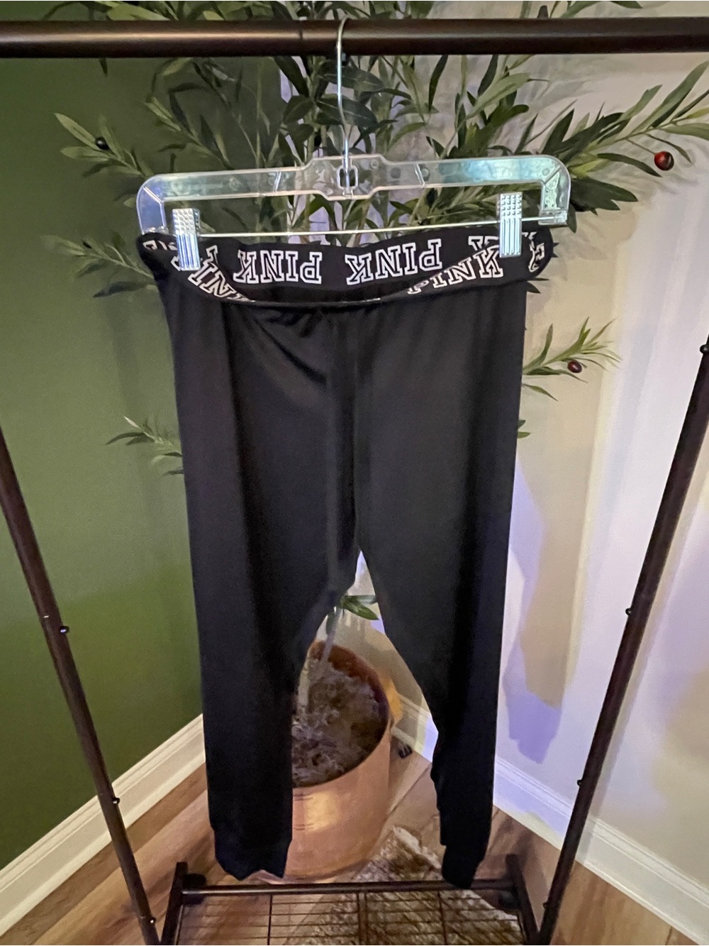PINK Victoria's Secret Black Leggings with Branded Waistband